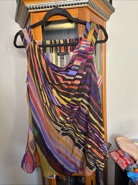 Ted Baker Multicolor Striped Draped Mini Dress